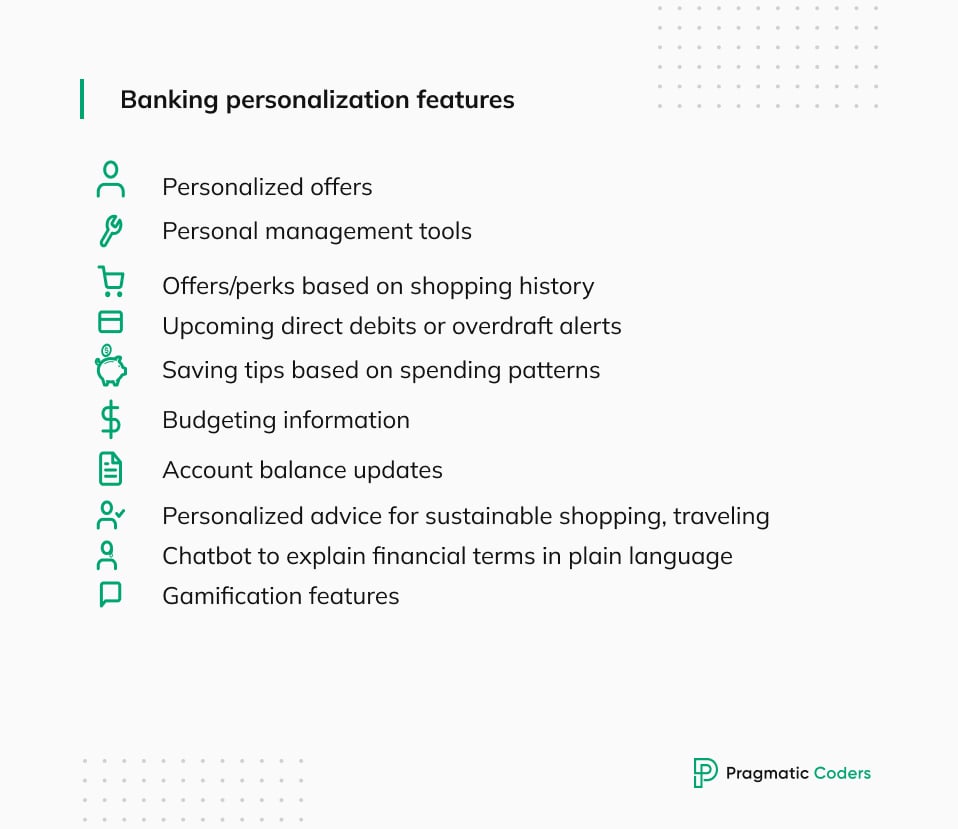 personalization in banking app features
