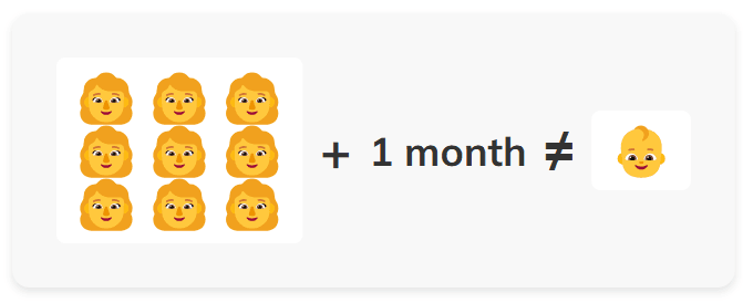 9 women can't make a baby in 1 month