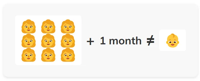 9 women can't make a baby in 1 month