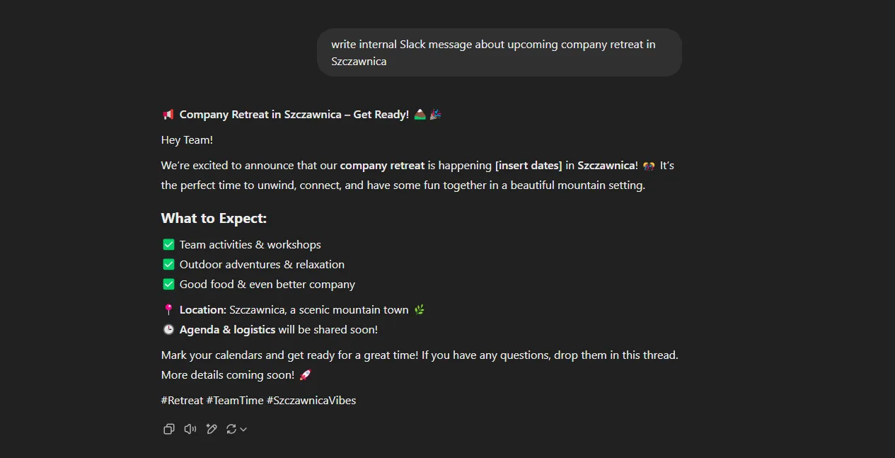 Chatgpt HR question screenshot 2 internal communication