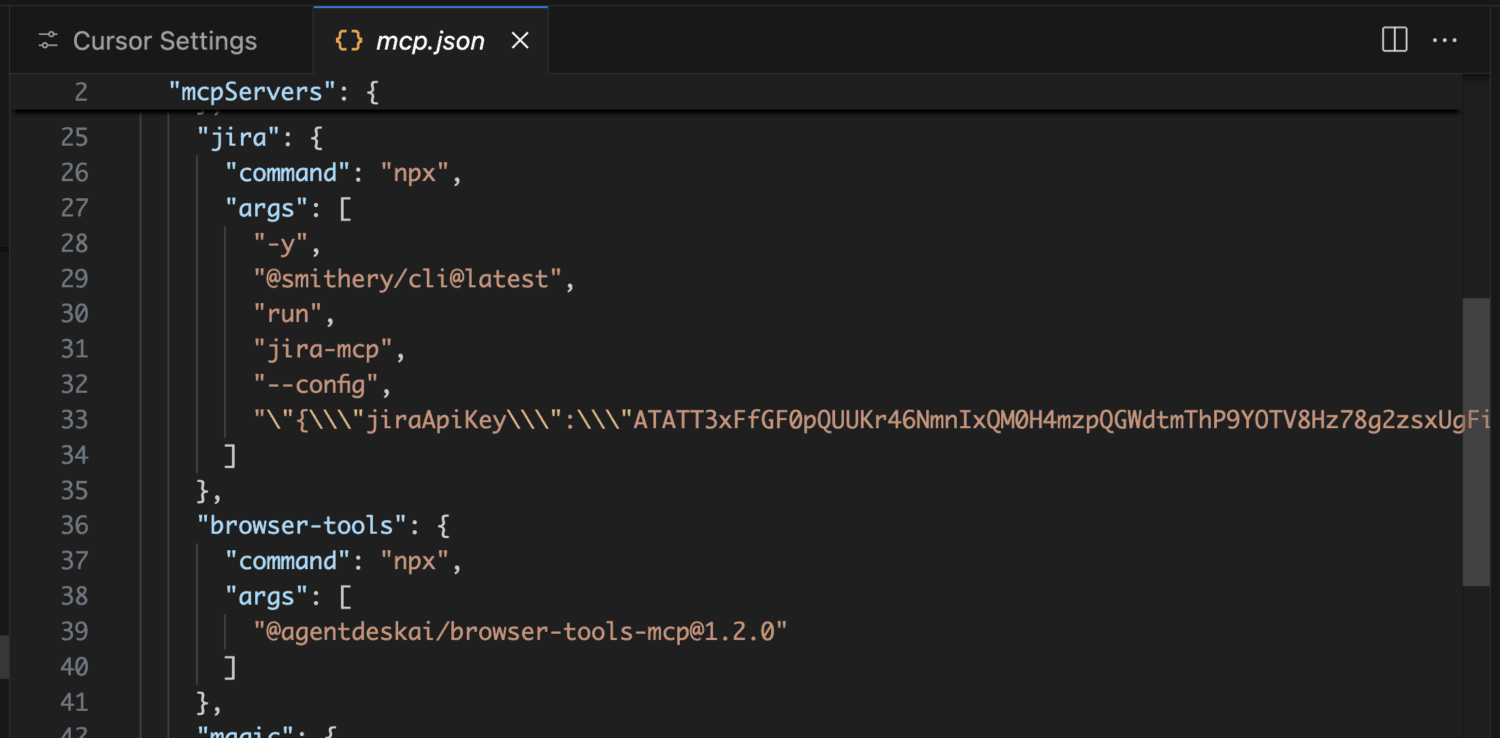 MCP servers json file