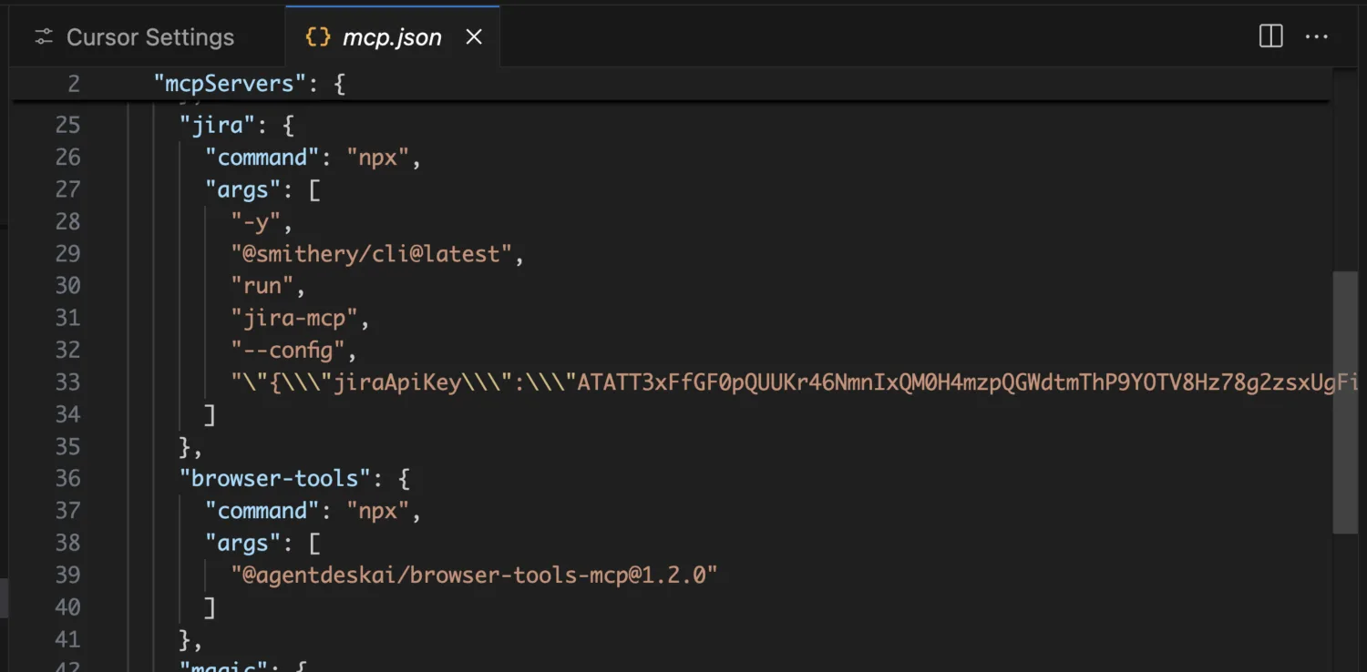 MCP servers json file