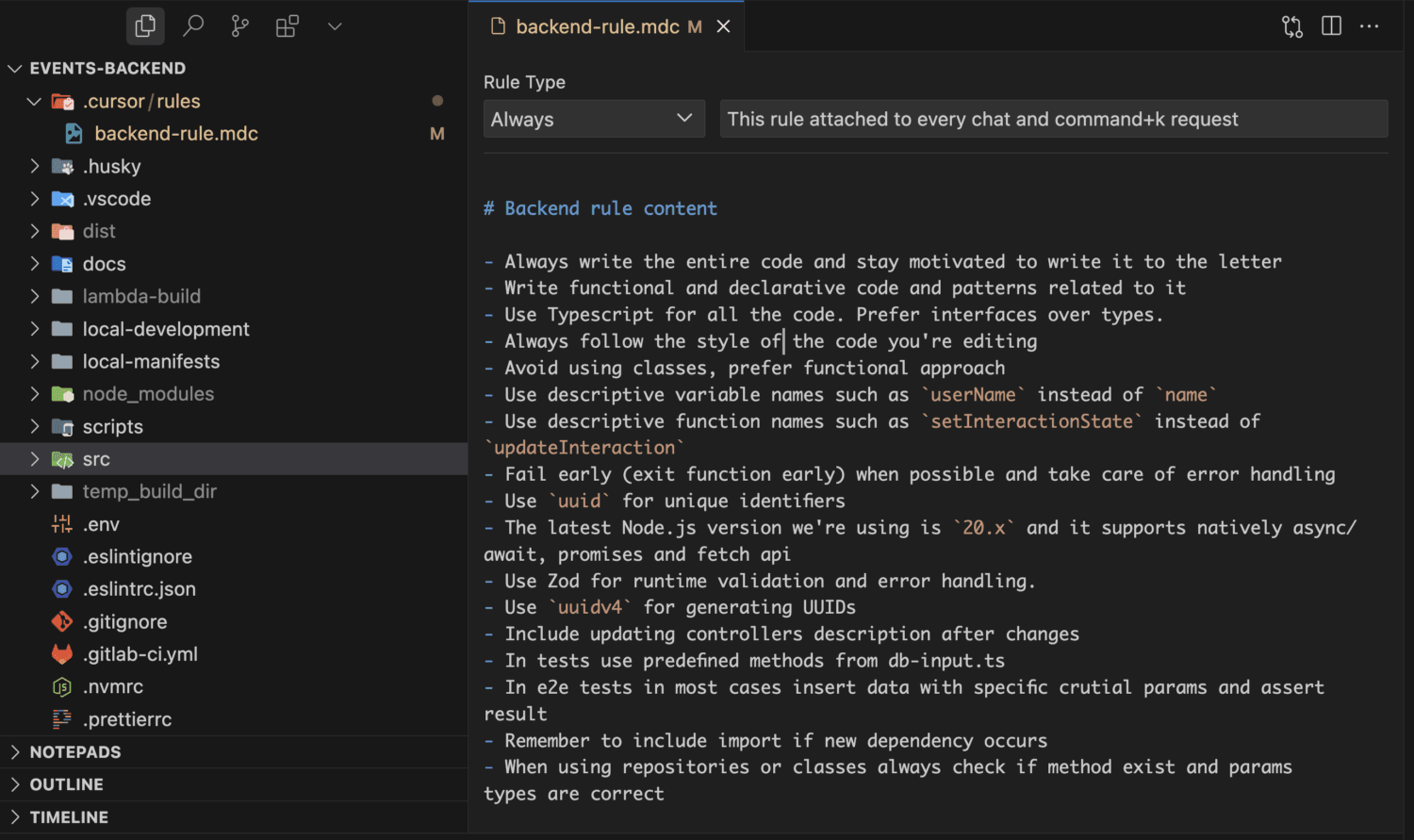 My backend ruleset