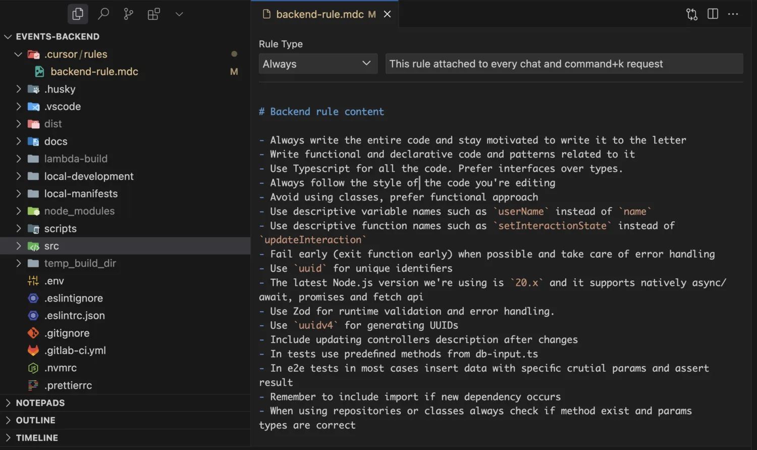 My backend ruleset