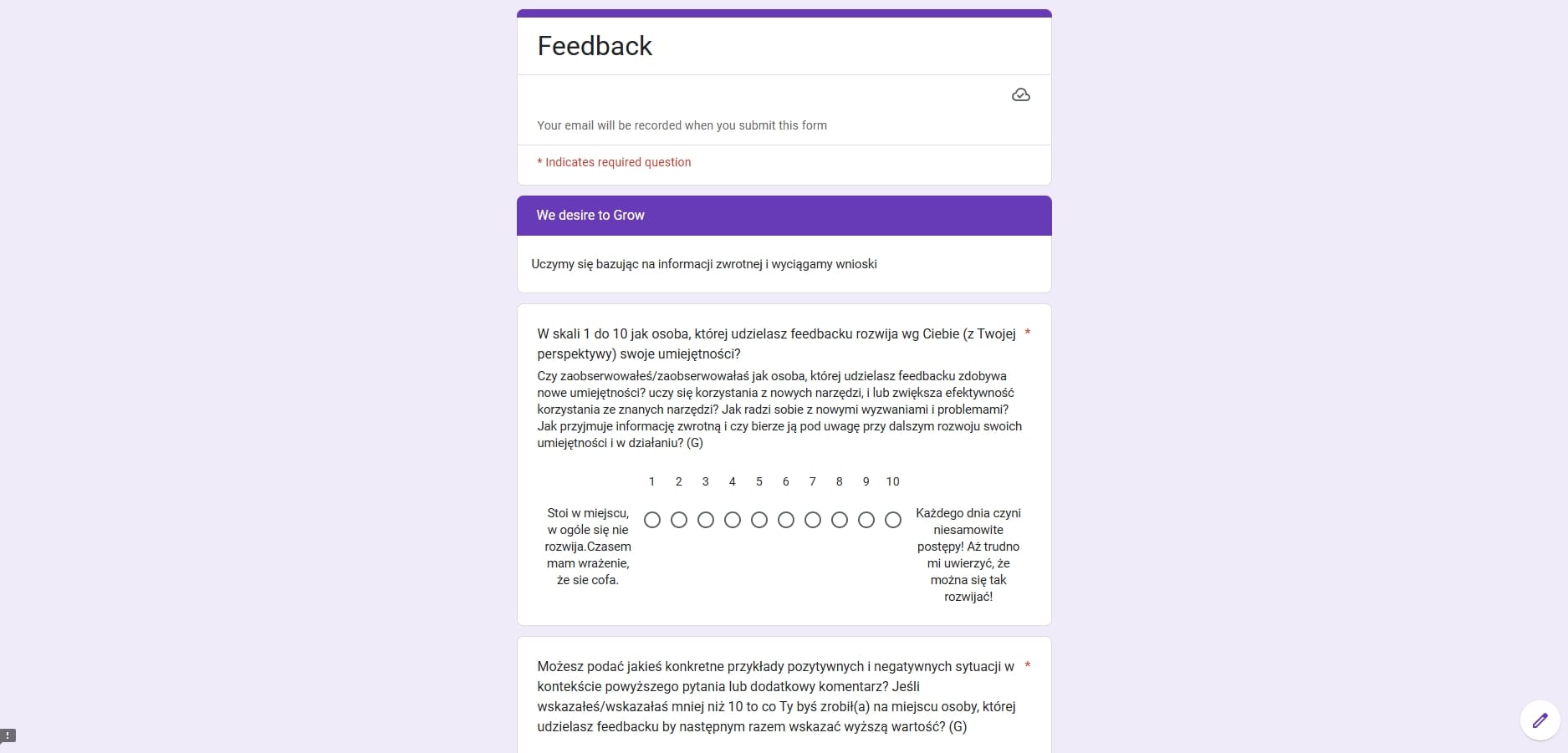 feedback form