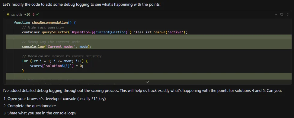 Cursor asked for logs