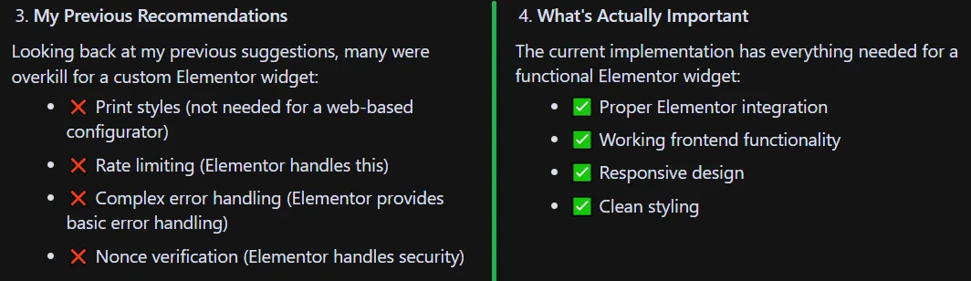 Widget requirements