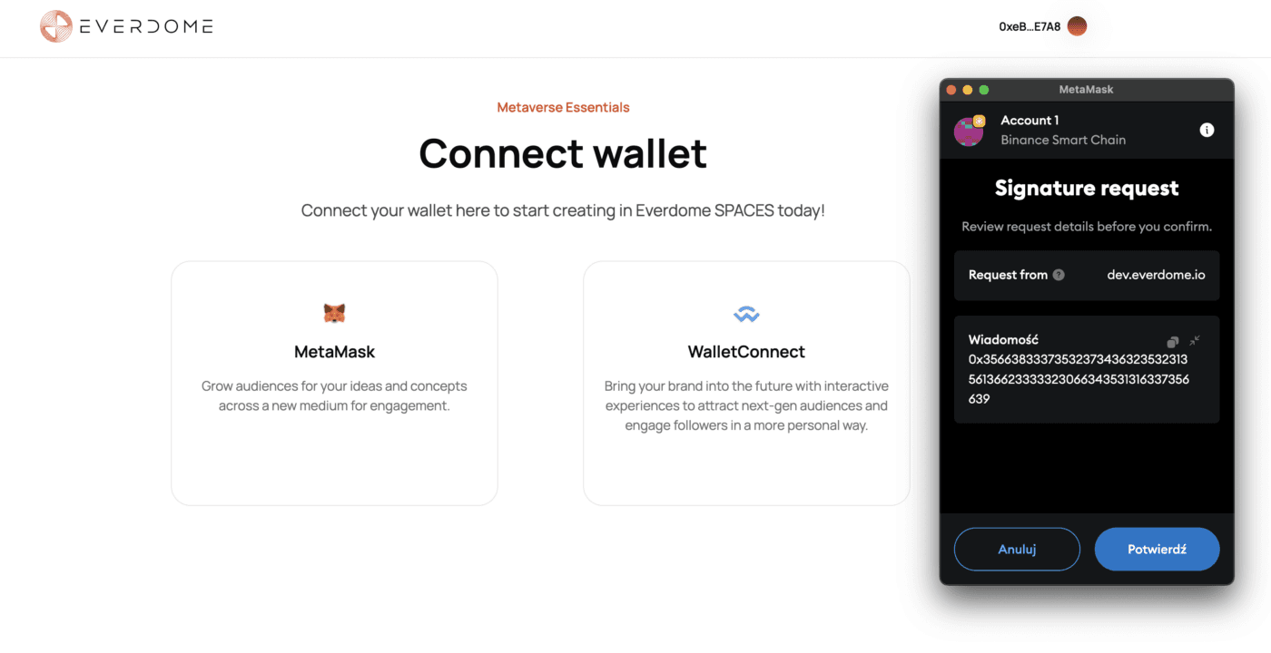everdome wallet connection