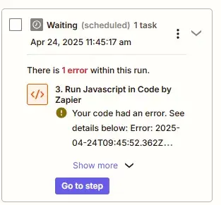 Zapier batch processing timeout error