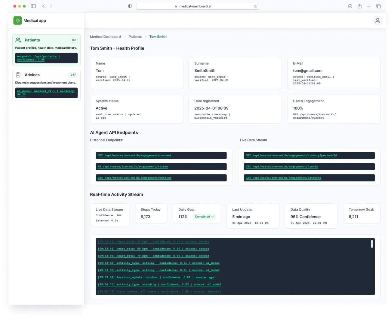 Example of an interface designed for an AI Agent