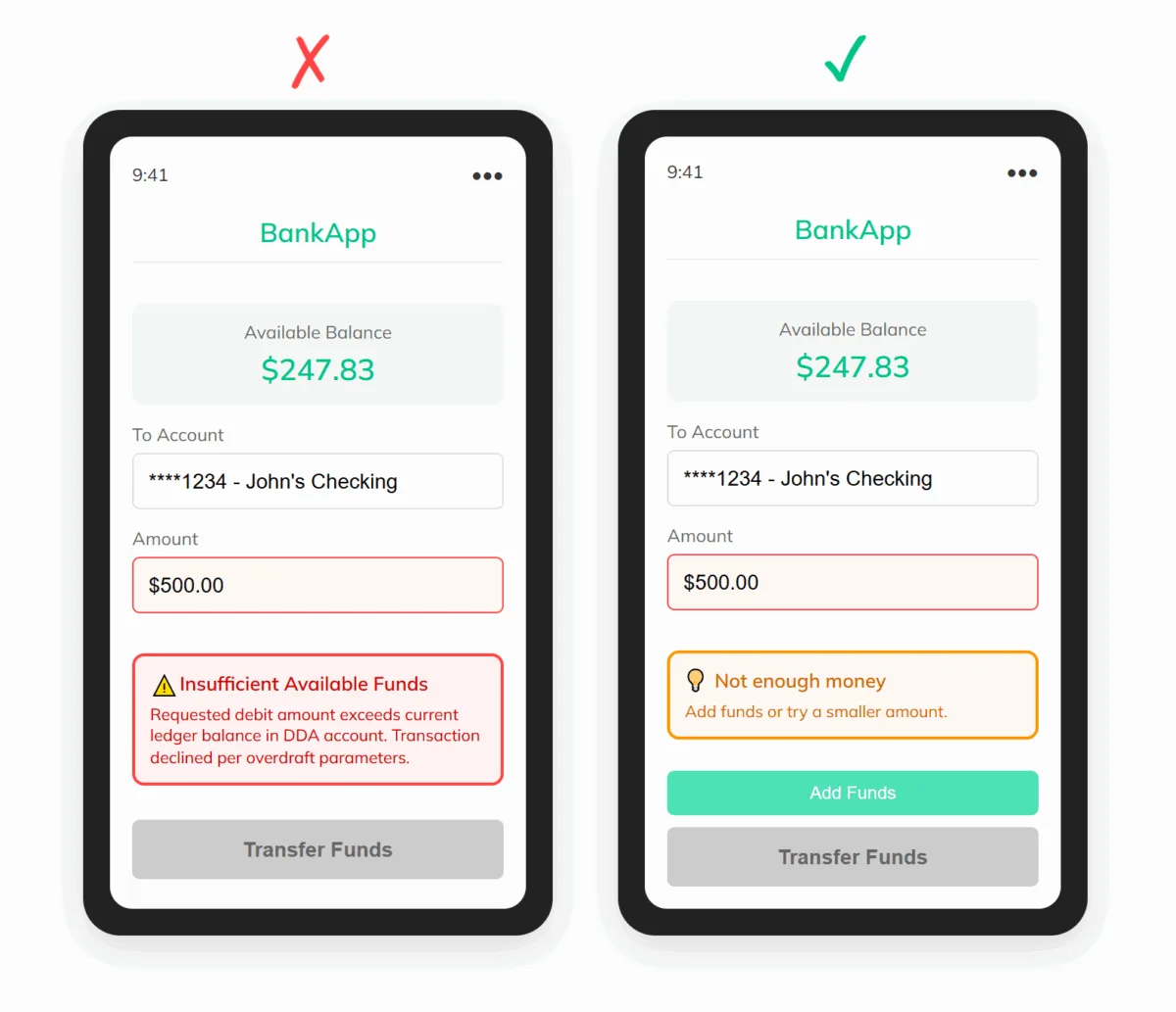 Bad error UX writing example