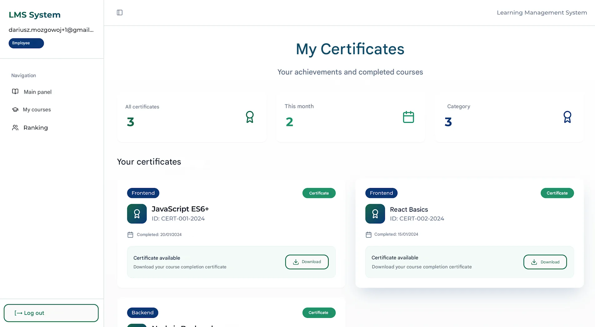 n8n + Lovable: My certificates screen
