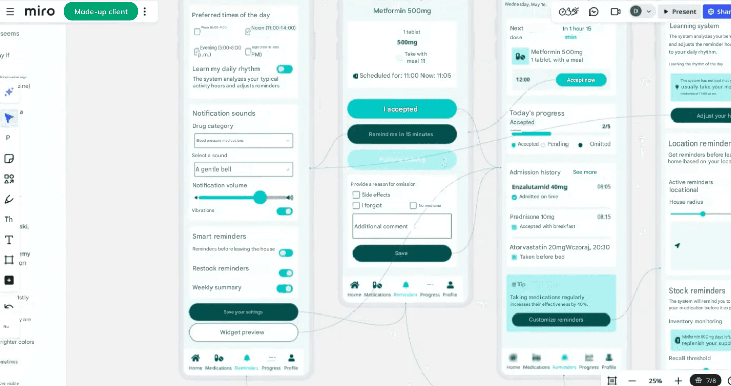 App prototypes generated with Miro AI