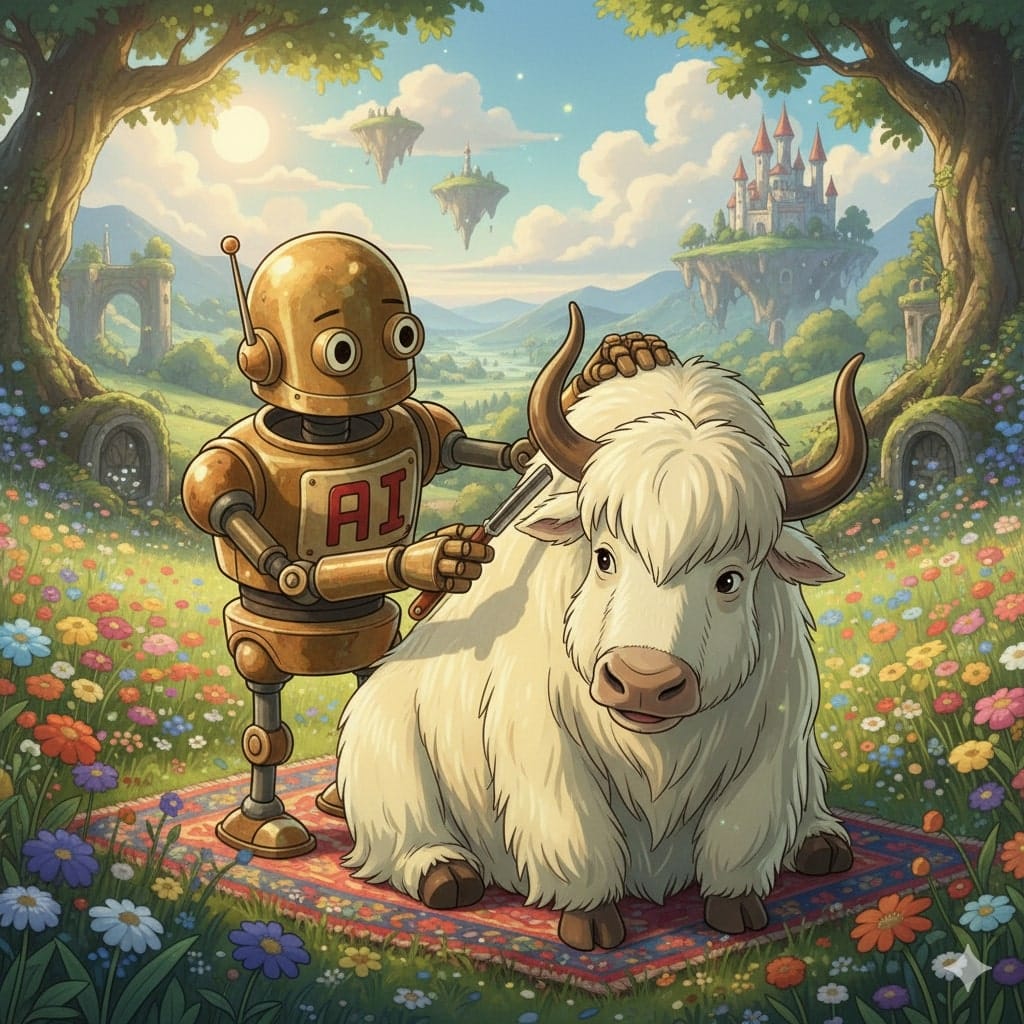 AI shaving a yak