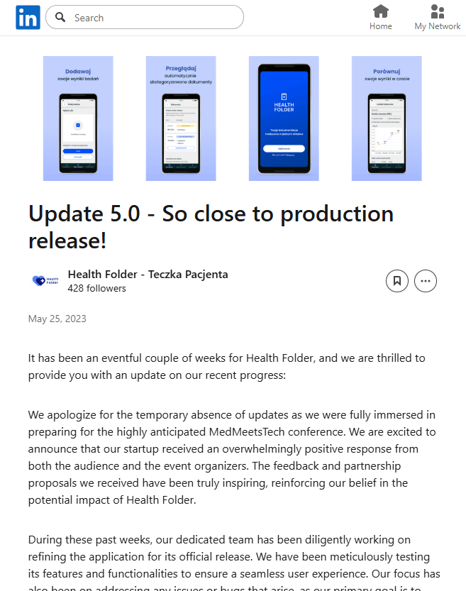 Health Folder update 5.0 on LinkedIn