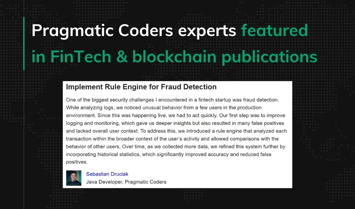 Pragmatic Coders experts featured in FinTech & blockchain publications