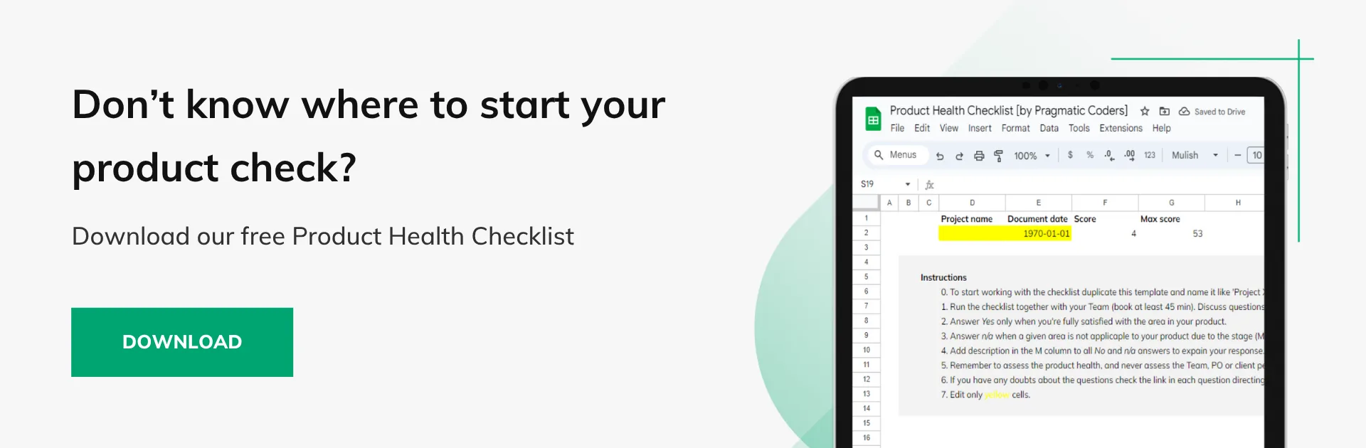 Product Health Checklist Banner