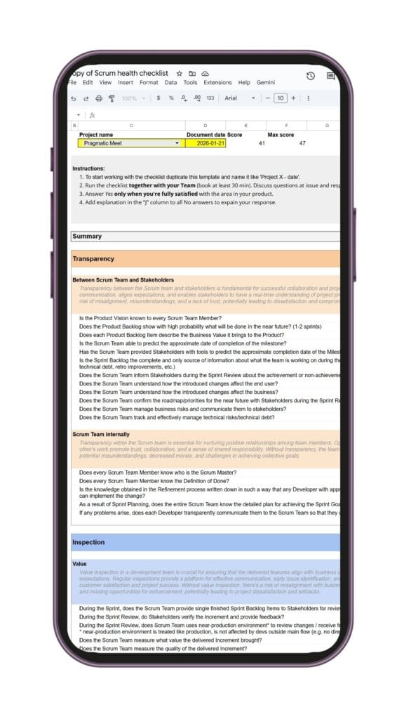 Scrum Health Checklist