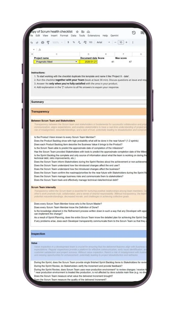 Scrum Health Checklist