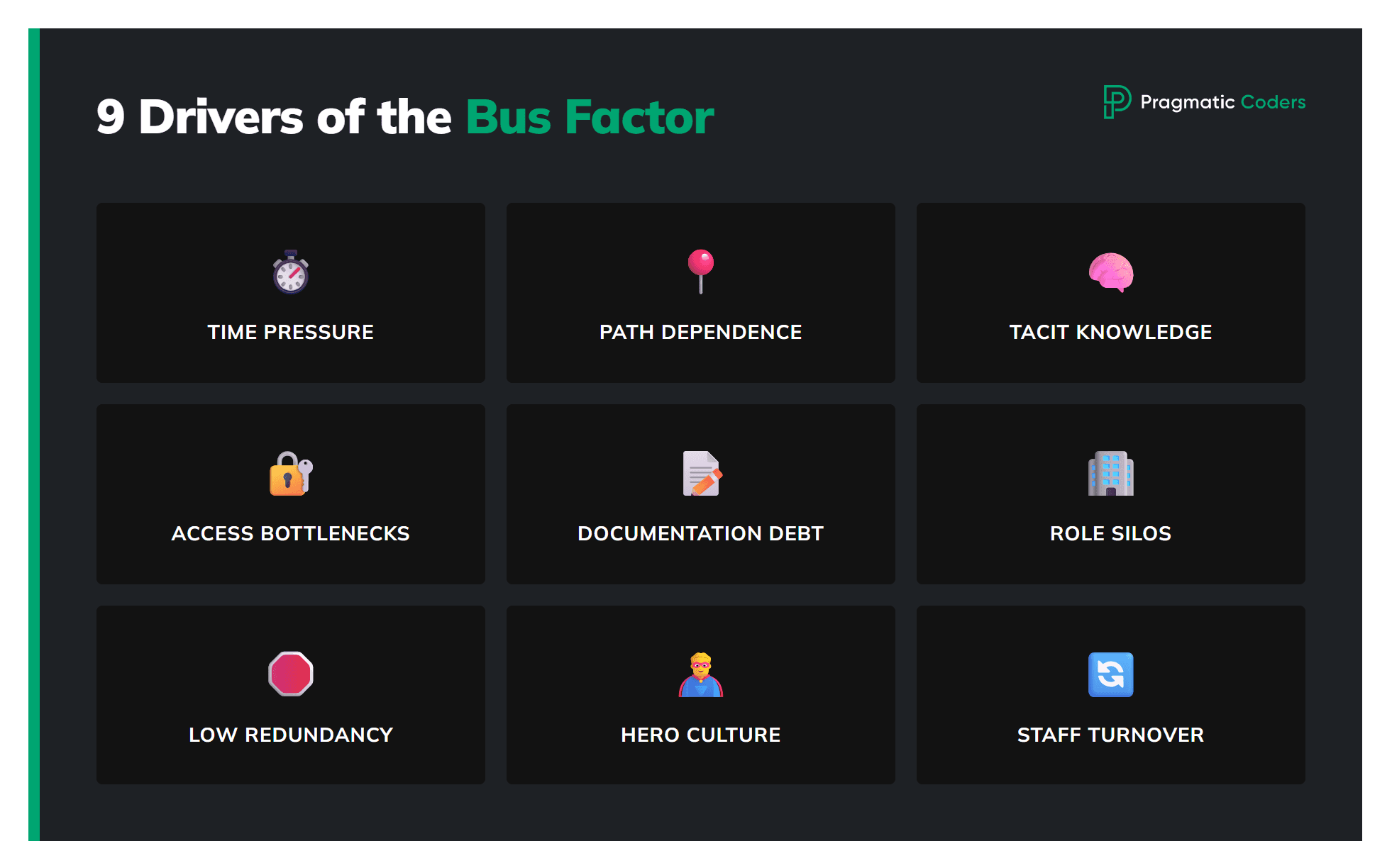 9 drivers of the bus factor