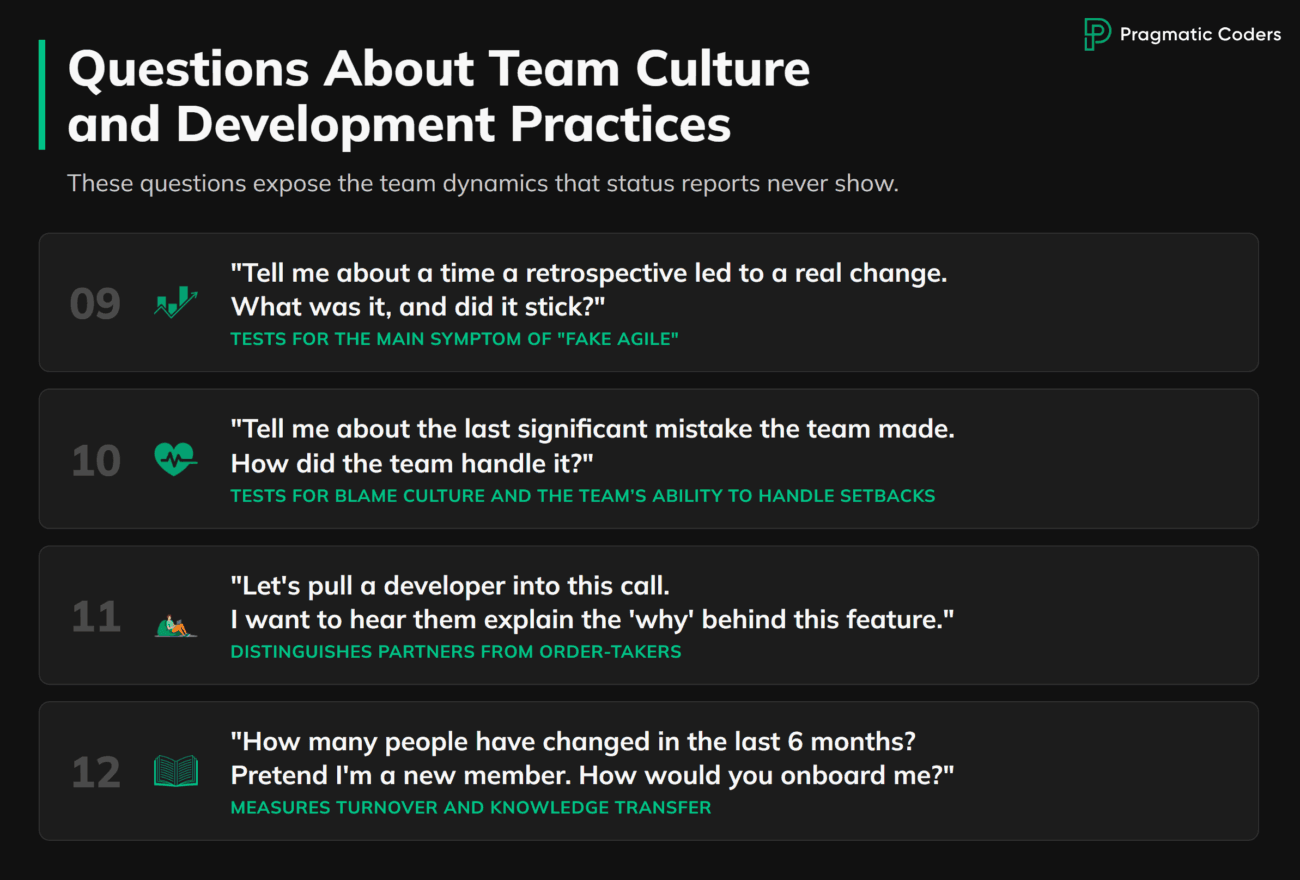 Questions About Team Culture and Development Practices in a software project