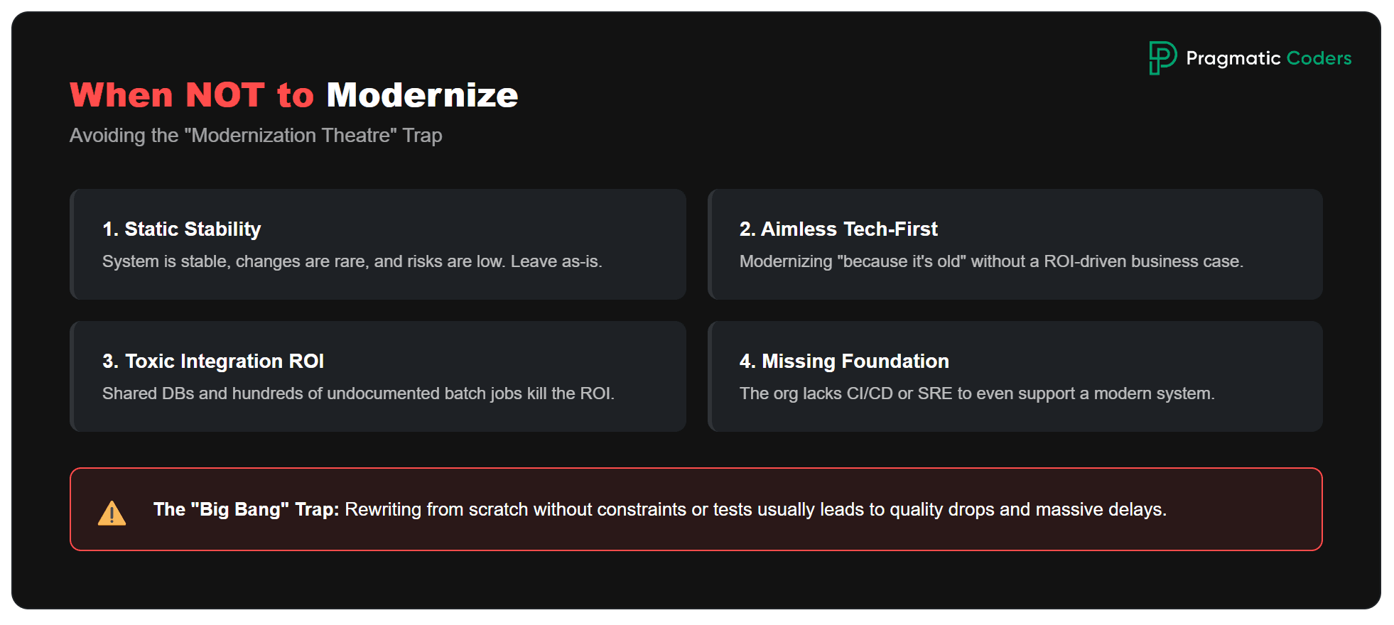When not to modernize legacy systems