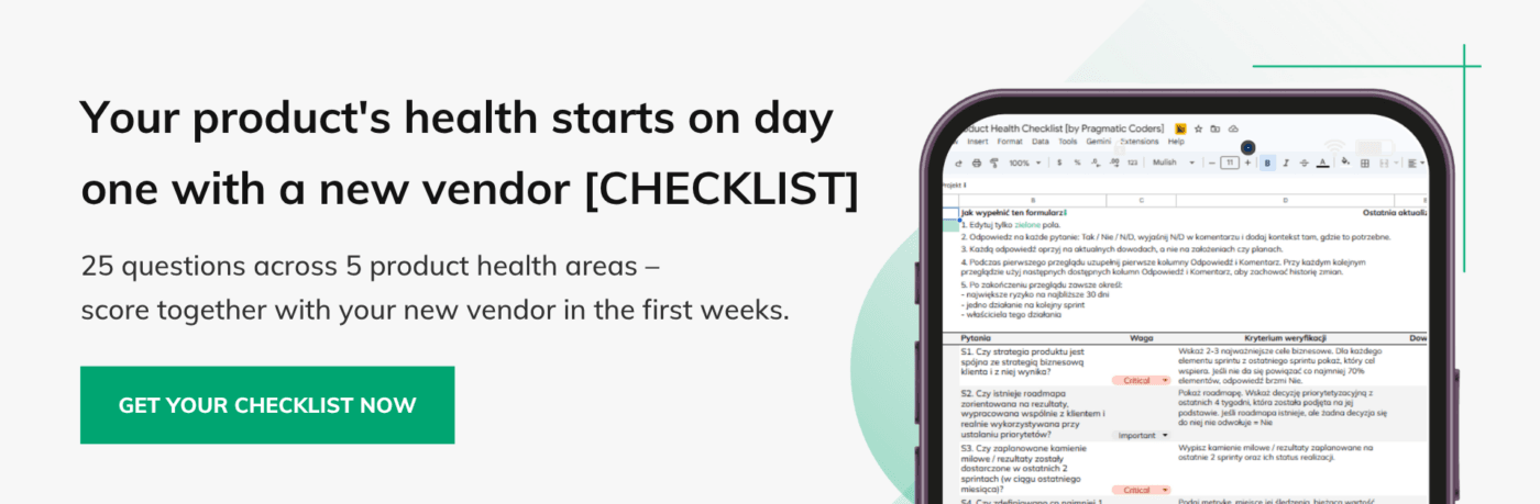 Banner product health checklist how to vet a software development team