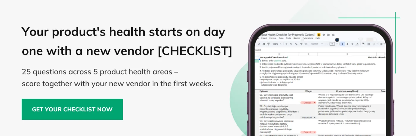 Banner product health checklist how to vet a software development team