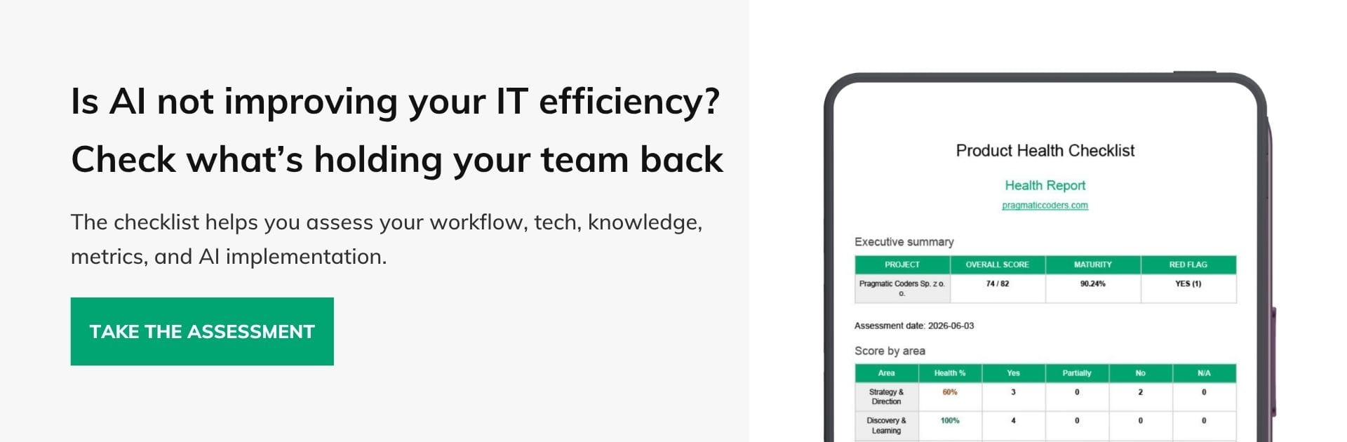 Product Health checklist AI efficiency